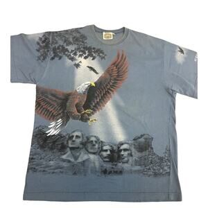 Fred Hardy Trading Company XL VTG 2 sided graphic T-shirt Eagles Mt. Rushmore